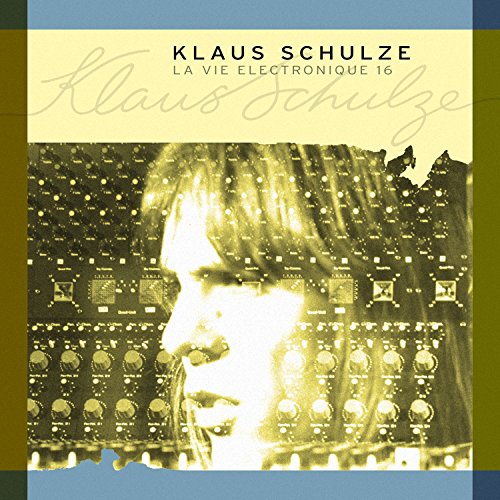 "Klaus Schulze CD cover with yellow-toned image of a man and electronic equipment."