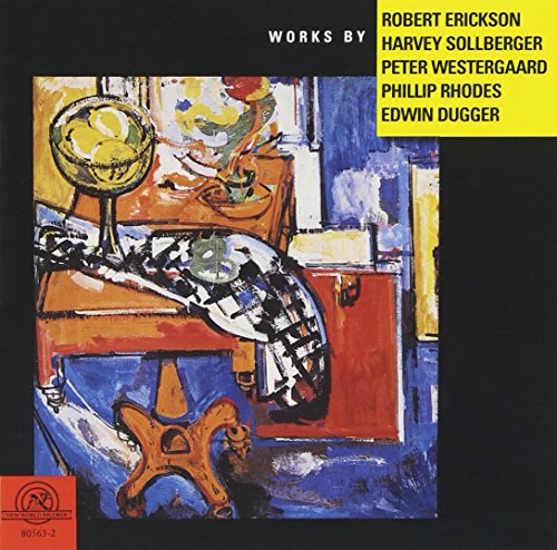 "CD cover with abstract still life painting on black background, featuring colourful objects."