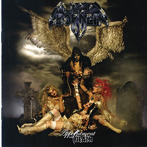 "Lizzy Borden album cover featuring a dark, gothic scene with three women and a winged figure."
