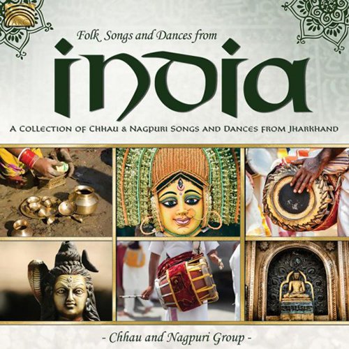 "CD cover with six images related to Indian folk culture and musical instruments."