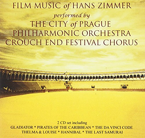 "Yellow-toned CD cover featuring a colosseum image and text listing film music compositions."