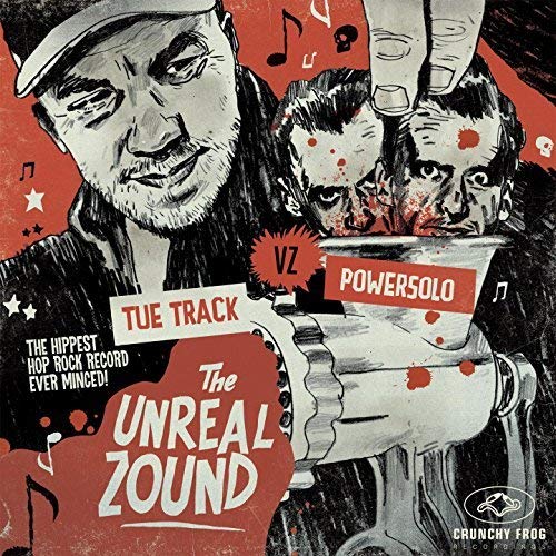 Vinyl album cover with a man holding a severed head, red and black design.