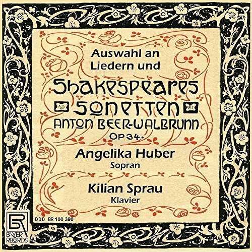 "CD cover with ornate border and text about Shakespeare sonatas."