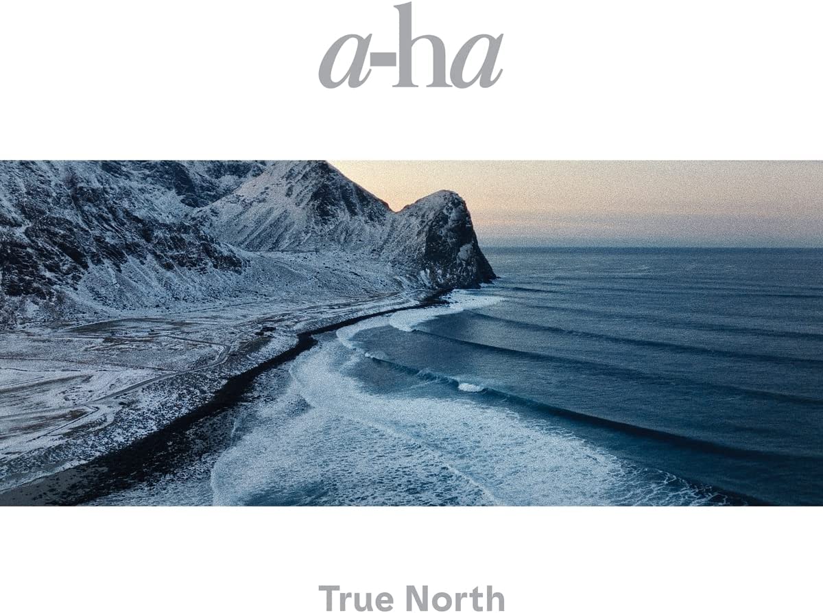Album cover featuring a snowy shoreline and mountains with "a-ha" and "True North" text.