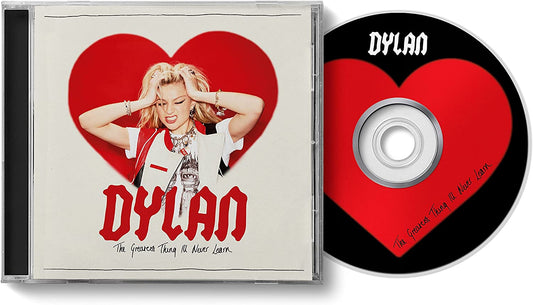 CD case with "Dylan" album cover, featuring a blonde woman inside a red heart.
