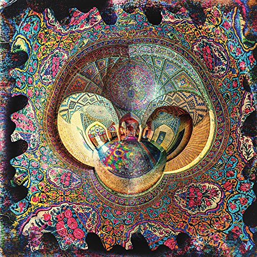 "Album cover art for Vinyl Williams' 'Into' featuring a colorful, abstract, and psychedelic design."