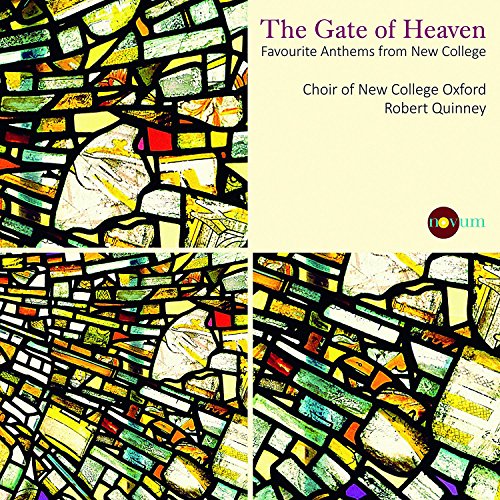 Stained glass pattern with text: "The Gate of Heaven - Choir of New College Oxford."