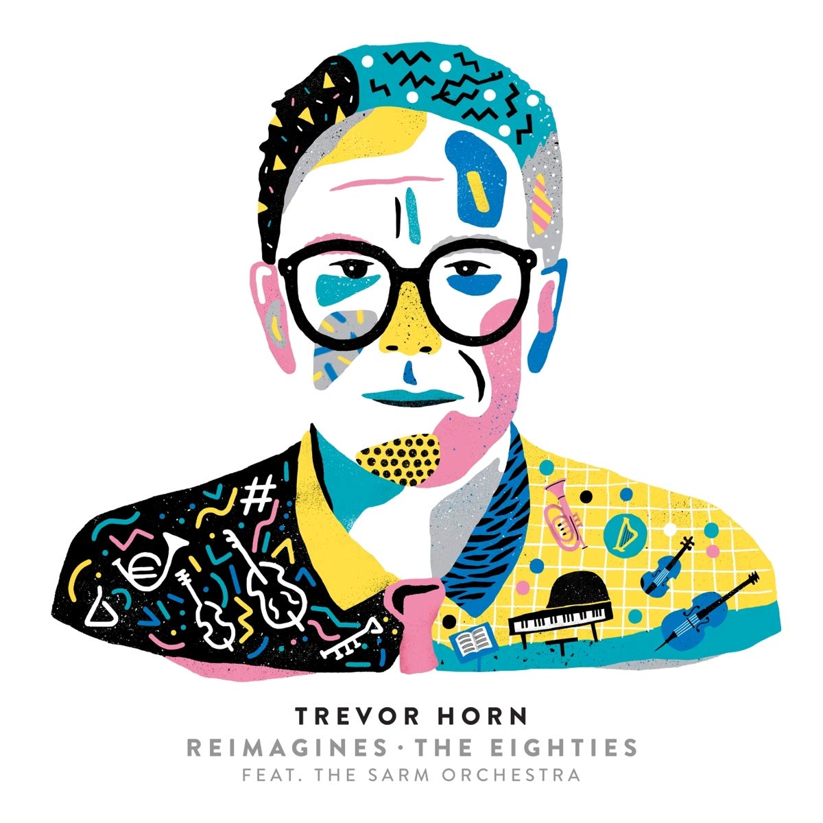 Album cover featuring a stylized portrait of Trevor Horn with colorful patterns.