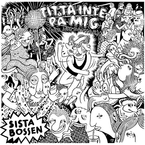 Black and white vinyl album cover with cartoonish dancing figures and distorted faces.