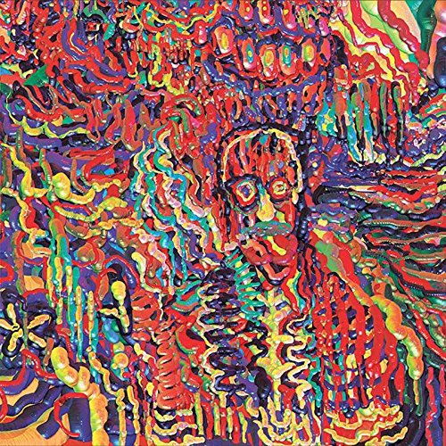 The image is an abstract, psychedelic illustration with vibrant colors and swirling patterns. For accessibility purposes, a suitable alt text could be: "Vibrant, abstract album cover art featuring swirling patterns and a central figure."