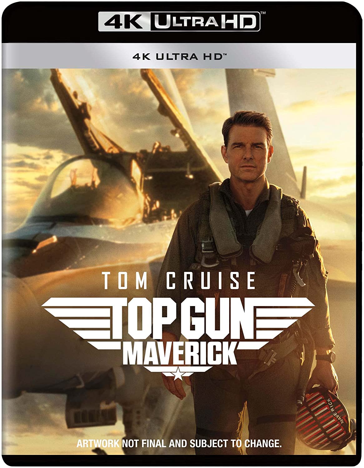"Blu-ray case featuring Tom Cruise in a flight suit with fighter jets in the background."