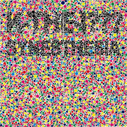 A CD cover featuring multicolored dots forming a black title on a white background.