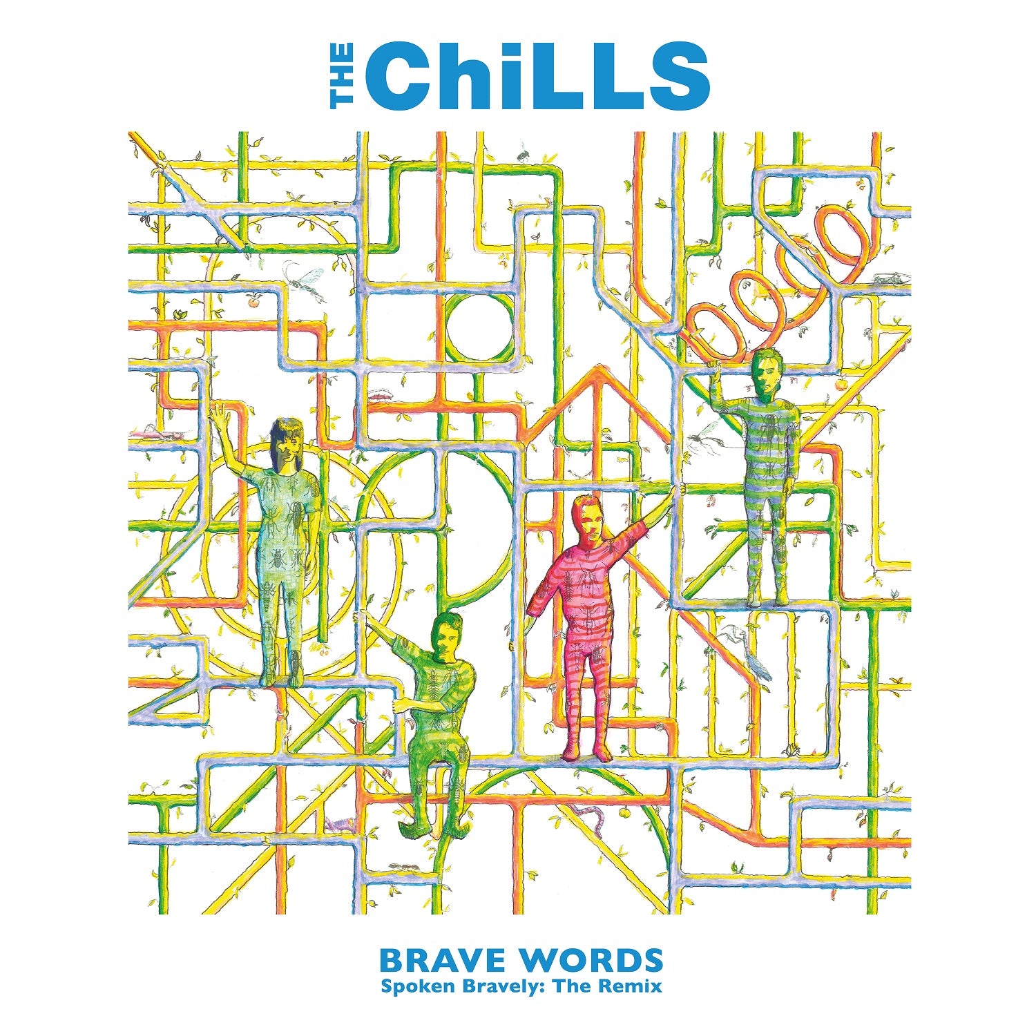 "The Chills - Brave Words" CD cover with colorful maze and four figures illustration.