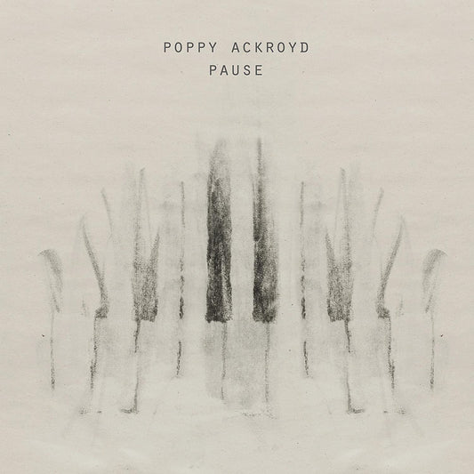 Album cover with artist name and title, featuring abstract, charcoal-like, vertical strokes.