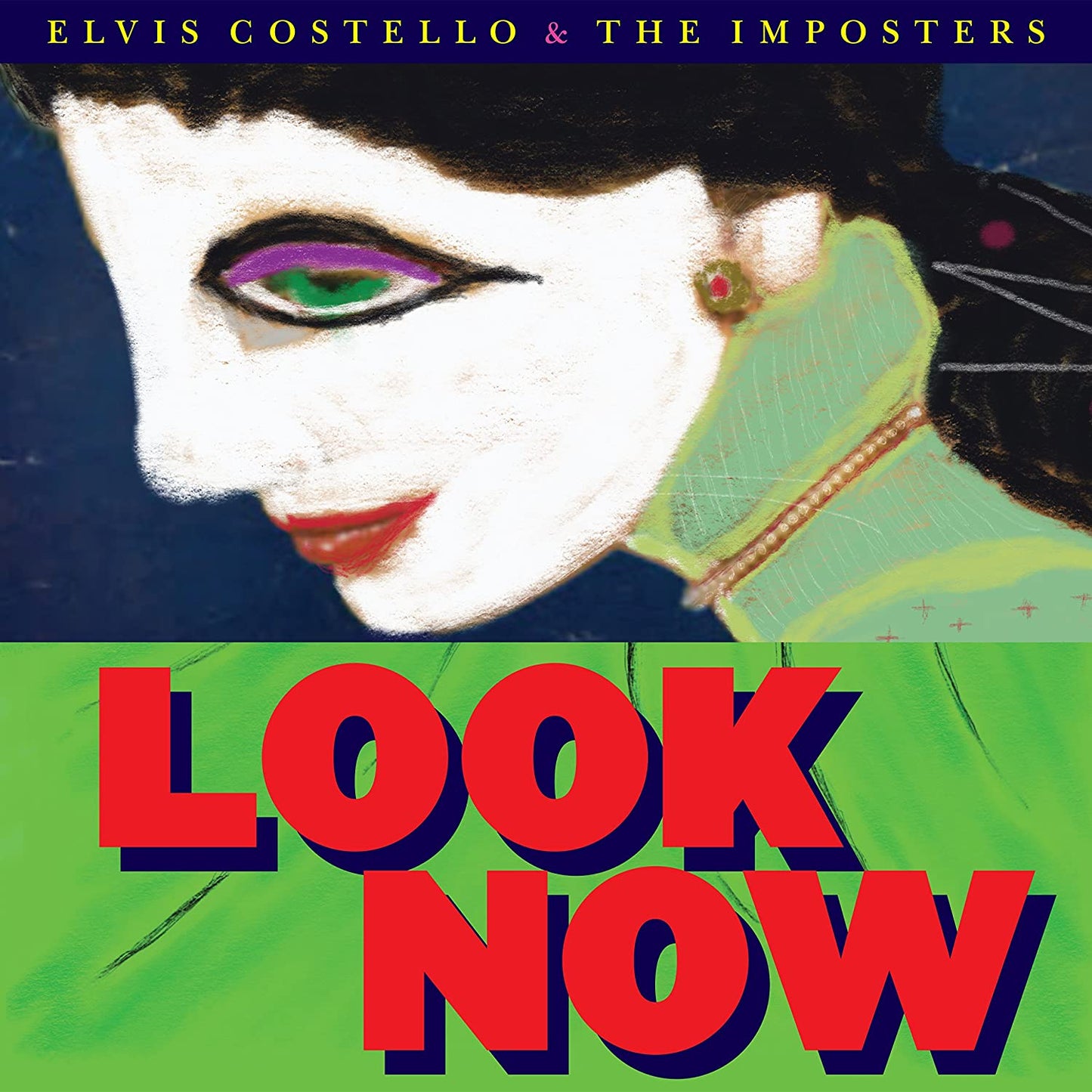 "Album cover with a stylized illustration of a woman and bold red text."