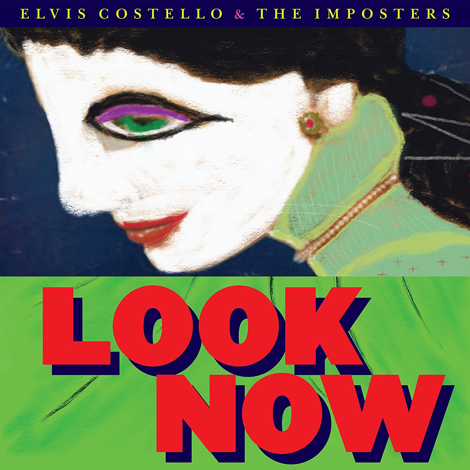 "Album cover with a stylized illustration of a woman and bold red text."