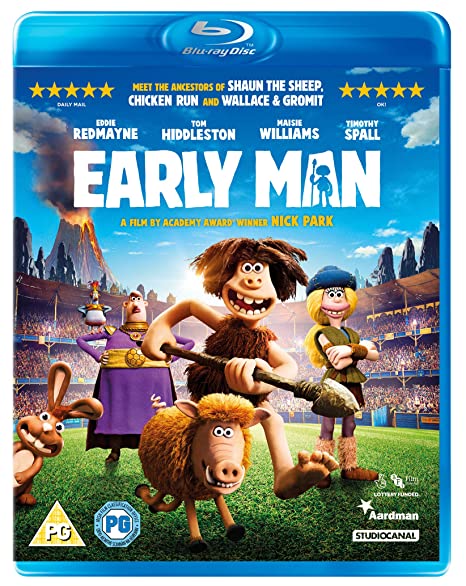 "Blu-ray case for 'Early Man' with cartoon cavemen and sheep on the cover."
