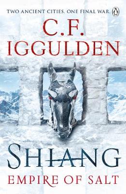 "Book cover with horse head sculpture, snowy background, and title 'Shiang: Empire of Salt'."